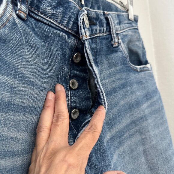 Moussy Vintage Denim Mv Farwell Straight Leg Jeans Cotton Blend Whiskering Fadin - Picture 6 of 14